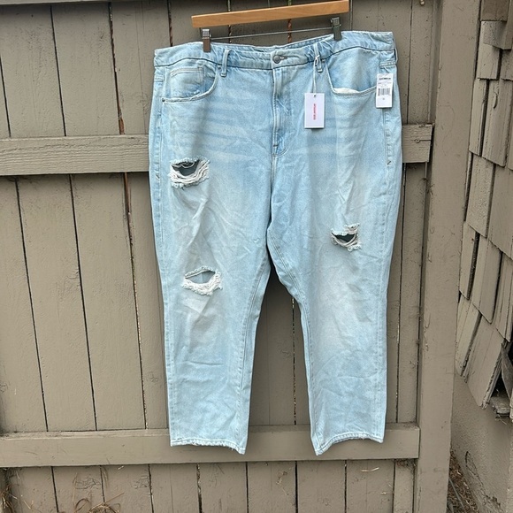 NWT Good American Good Vintage Jeans Size 22 Plus Size Light Wash Distressed - Picture 1 of 7